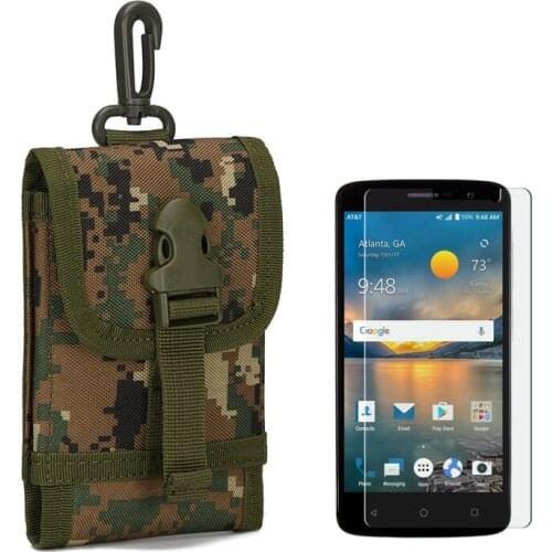 Muti-function Military Tactical Cell Phone Pouch Bag Protect Case +9H Tempered Glass Screen Protector for ZTE Blade Spark Z971