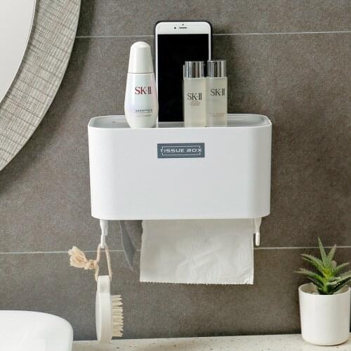 Multi-Function Portable Toilet Paper Holders Wall Mounted Tissue Box Waterproof Storage Rack Bathroom Sundries Organizer