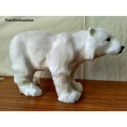Artificial standing polar bear model,polyethylene&fur white polar bear large 30x9x18cm handicraft home decoration gift b2001