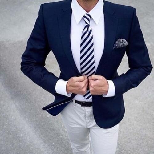 Fashion Luxury Custom Blue Lapel Men Suit Slim Fit Groomsmen Swallowtail For Wedding Dress Dinner Beach Party Sets(Jacket+Pants)