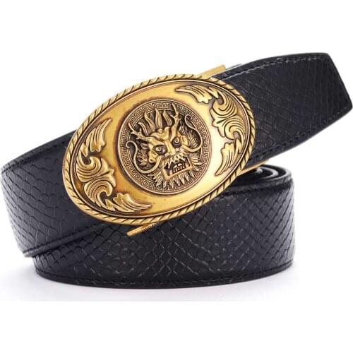 Mens Leather Ratchet Belt Fashion Automatic Buckle Waistband
