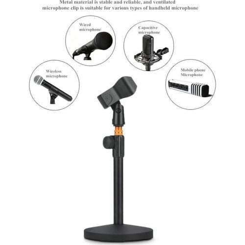 Desktop Mic Stand Metal Adjustable Desk Mic Stand Holder with Mic Clip and 5/8" to 3/8" Adapter for Blue Yeti Snowball Spark
