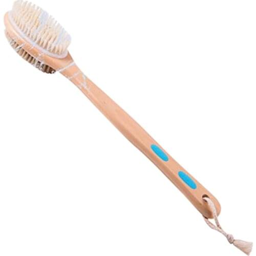 New Shower Brush, Back Cleaning Brush with Long Wooden Handle, Natural Soft and Hard Massage Bristles for Dry/Wet Brushes