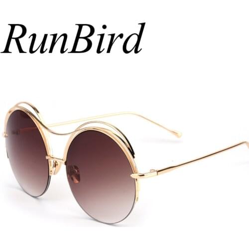2017 Newest Oversized Round Sunglasses Luxury Women Italy Brand Designer Half Metal Frame UV400 Mirror Sun Glasses Female 569