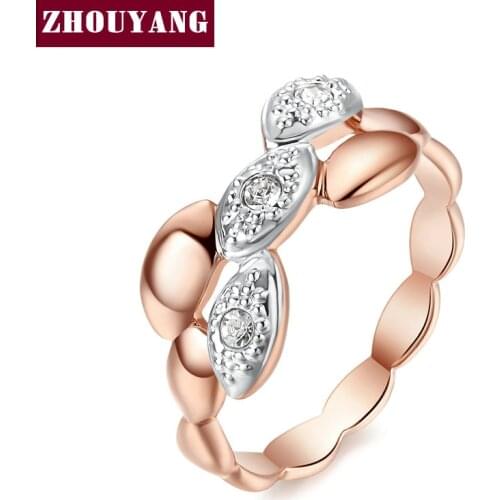 Top Quality ZYR250 Concise Crystal Rose Gold Color Fashion Jewelry Ring Made With Austrian Crystals Full Sizes