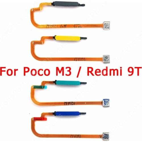 Original Fingerprint for Xiaomi Mi Poco M3 Redmi 9T Finger print sensor home button ribbon flex cable Spare Parts