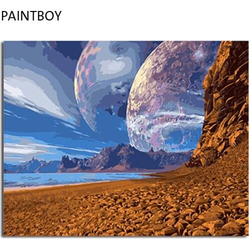 PAINTBOY Landscape Framed Pictures Painting By Numbers DIY Digital Canvas Oil Painting Home Decor For Living Room