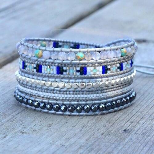 Bohemia Wrap Bracelet Woven Leather bracelet Japanese Miyuki Seed Beads Bracelet Dropshipping