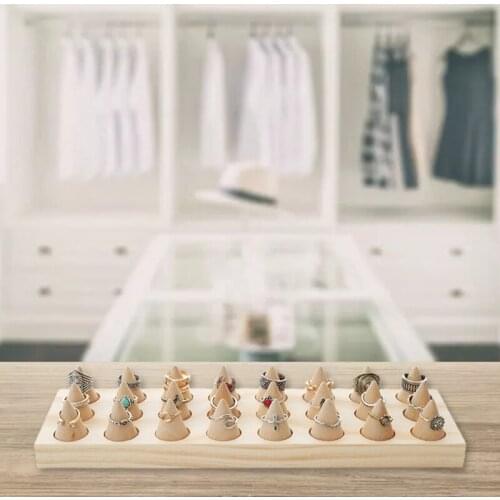24 Solid Wooden Jewelry Rings Display Stand Cone Storage Rack Organizer Holder X7JB