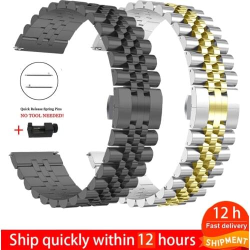Bands For Samsung Galaxy Watch Active 2 44/40mm/42/46mm Stainless steel Band Bracelet for Gear Sport/S3 S2 Wrist Strap 22mm 20mm