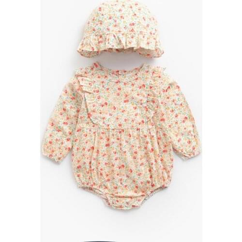 Cotton Cute Baby Girls Clothing For Newborn & Infant Jumpsuit &One Piece Romper with A Hat Baby Girl Clothes 6 to 9 Months