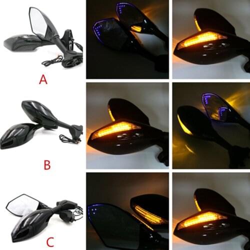 Universal Motorcycle LED Turn Signals Rearview Mirrors For Harley Honda CBR600F3 F4 Kawasaki Suzuki Yamaha Dirt bike