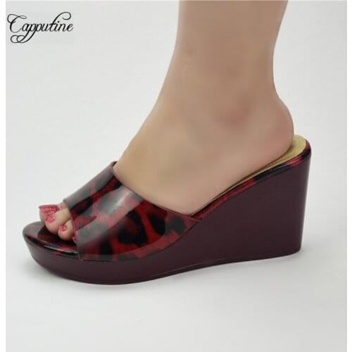 Wine African Wedges Heels Womens Shoes Lady Platform Slippers Chaussures Sapatos Das Mulheres Zapatos Femenin 222-17 Height 9cm