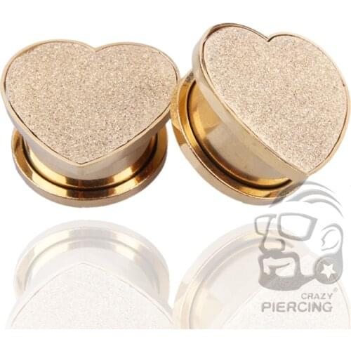 High quality Pair Screw Heart Shape Ear Tunnels Plugs Ear Gauges Reamer Stainless Steel ear expander Body Piercing Jewelry8-18mm