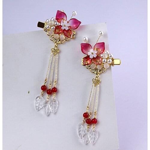 Red Butterfly Girl Hair Clips Hairpin HanfuTraditional Headdress Handmade Hair clip