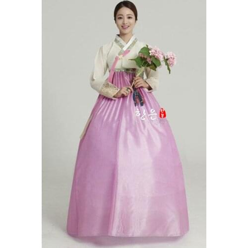 Womens Korean Hanbok Dress Costume Ethnic Dance Traditional Long Sleeve Cosplay Tailored + Free Shipping Embroidery