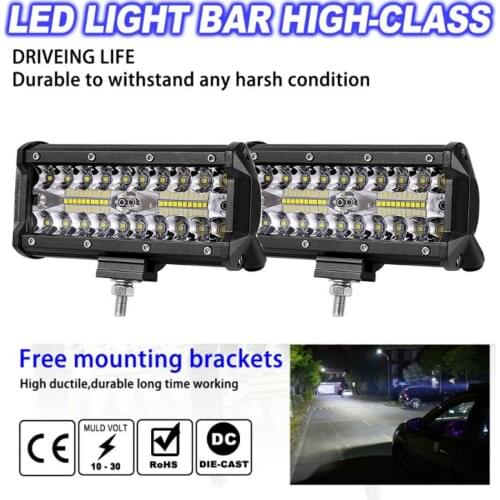 1Pc 7" 100W LED Work Light Long Bar Flood Spot Beam Waterproof Offroad 4WD Driving Fog Lamp Vehicle Modified Roof Light N84F