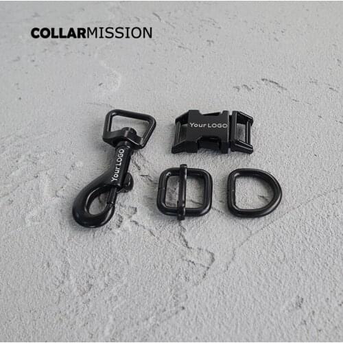 10sets/lot (metal buckle+adjust buckle+D ring+metal dog clasp/set) provide laser engraving service customize LOGO 15mm 4 colours