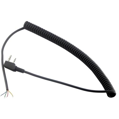 2 pc DIY 2 pin 4 Wire Speaker Mic Cable Spring Line for Baofeng UV5R Kenwood TK370 Linton YTY