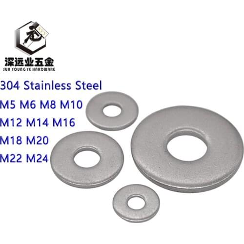Large Plain Washer M5-M24 304 Stainless Steel Grommet Big Metal Gasket Meson Flat Washers For Hardware Accessories GB5287