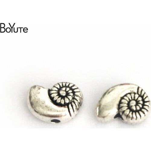 BoYuTe (100 Pieces/Lot) 9*11MM Vintage Style Antique Silver Plated Metal Conch Beads for Jewelry Makings Materials