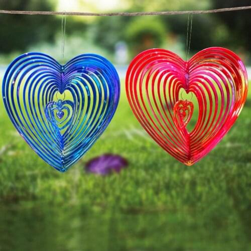 Geometric Art Heart-shaped Wind Spinner Balcony Garden Yard Art Decor wind chimes Rotating Wind Spinners Orchard Bird Catcher
