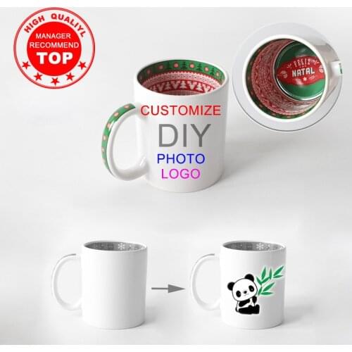DIY photo Ceramic mug DIY LOGO Mug Christmas pattern inside Ceramic cup Personalized photo customize picture gift