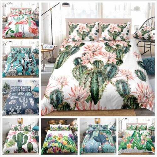 Cactus Succulents Bedding Sets Fashion Duvet Cover Pillowcase For Kids Adults USA Twin Queen King Size Home Decoration Quilt
