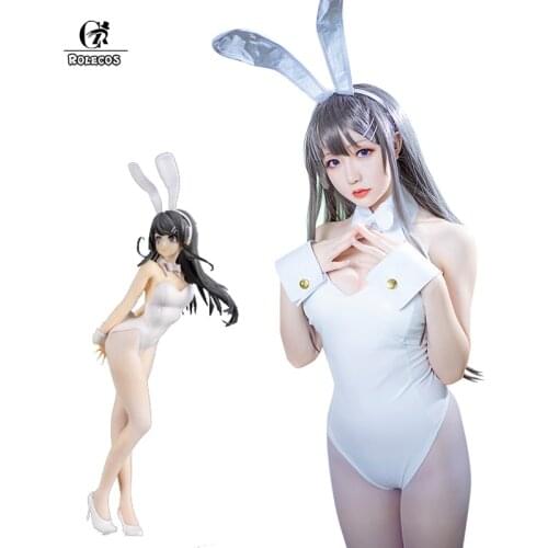ROLECOS Bunny Girl Cosplay Costume Sakurajima Mai Cosplay Sexy Costume Leather Jumpsuit Seishun Buta Yarou wa Bunny Girl Senpai