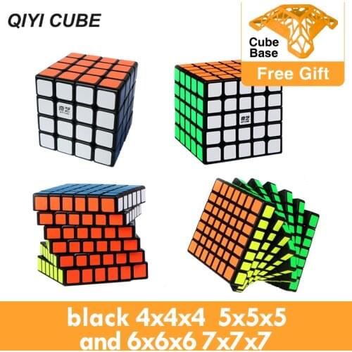 Qiyi Cube Speed Magic Cube Professional Black 2x2x2 3x3x3 4x4x4 5x5x5 6x6x6 7x7x7 Neo Cubo Magico Toys For Educational Game