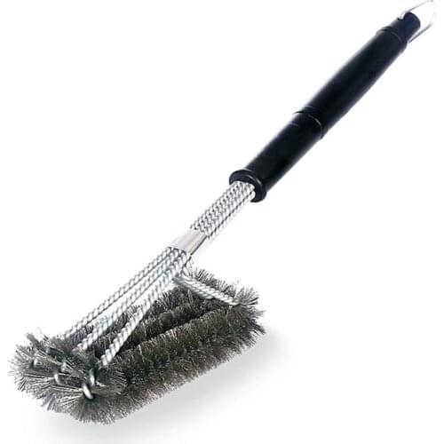 Kitchen Accessories BBQ Grill Barbecue Kit Cleaning Brush Stainless Steel Cooking Tools Wire Bristles Triangle Cleaning Brushes
