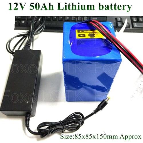 Brand 12v 50Ah lithium battery pack lipo polymer portable plastic mobile instrument 300w 350w 40ah 30ah + 3A charger