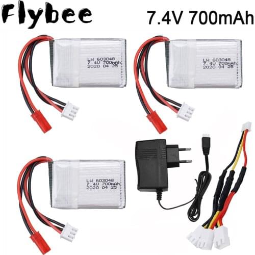 7.4V 700mAh 25C Lipo Battery For MJXRC X600 F46 Aircraft Model Aircraft JXD391V Lipo Battery 2s 7.4V 700mAh 603048 JST Plug