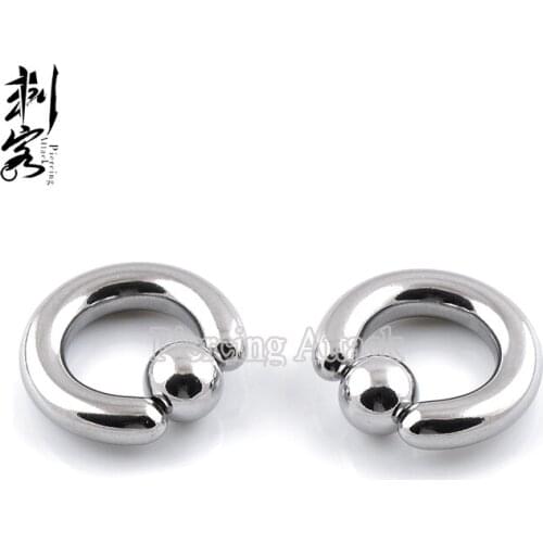 Min. order $10) Free Shipping Heavy Gauge 316L Surgical Steel Stud Earrings Giant Captive 14 Gauge 5*13*8mm Body Jewlery