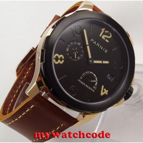 44mm Parnis black dial PVD Sapphire glass date window Automatic Mens Watch P769