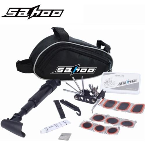Sahoo Multifunction 15 in 1 kit functions Cycling Bicycle Tools Bike Flat Tire Repair Kit Tool Set with Pouch Pump