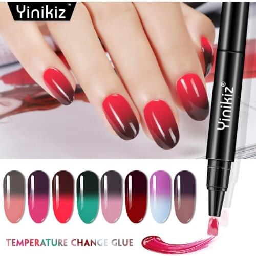 Yinikiz Newest Chameleon Changing UV Nail Pen Temperature Change Colors Gel Varnish Pen Portable Nail Polish Glue Lacquer