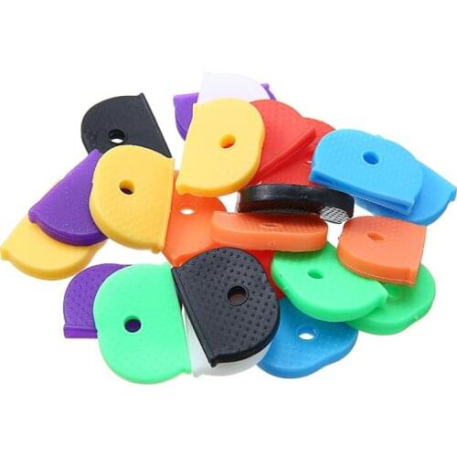 New 24Pcs Key Top Cover Cap Head Tag ID Markers Top Caps Mixed Topper Keyring Sort Elastic Case Round