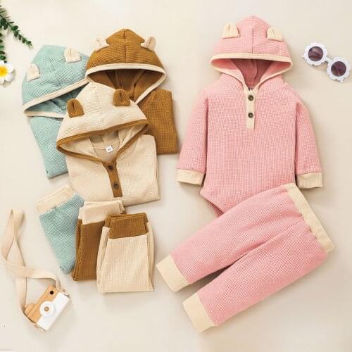 Newborn Baby Girls Boys Clothes Hooded Sweatshirt Bodysuits +Pants Baby Outfits Winter Childrens Clothing 3 6 12 18 24 Months