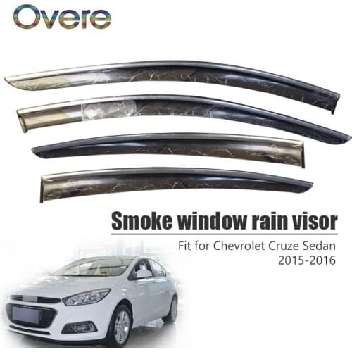 Overe 4Pcs/1Set Smoke Window Rain Visor For Chevrolet Cruze Sedan 2015 2016 Styling ABS Awnings Shelters Guard Accessories