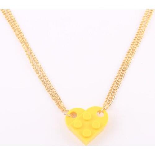 Brick Necklace for Couples, BFF Heart Friendship Necklace Set, Matching Necklaces for Mom and Daughter, Cute Love Heart Brick Bi