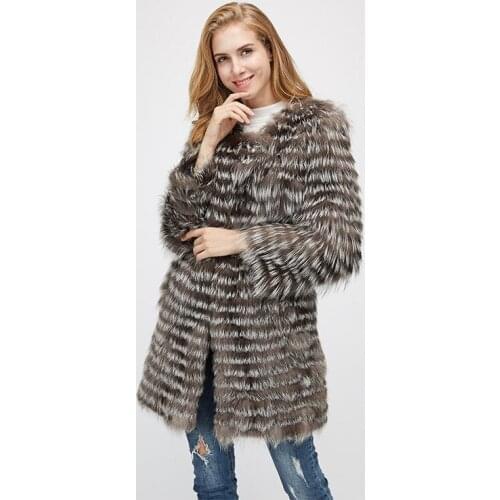 Qiushan 2020 New Design Fox Silver Coat Real Fox Fur Coat Fashionable Beautiful Coat Fox Fur Coat Women