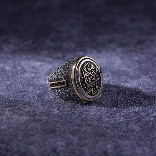 Black Zircon 925 Silver Arabic Special Craftmanship Traditional Handmade Turkish Signet Ring Jewelry Gift for Women Men