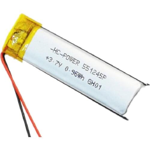 3.7V 230mAh 551245 Polymer Li-ion battery for GPS RECORD MP3