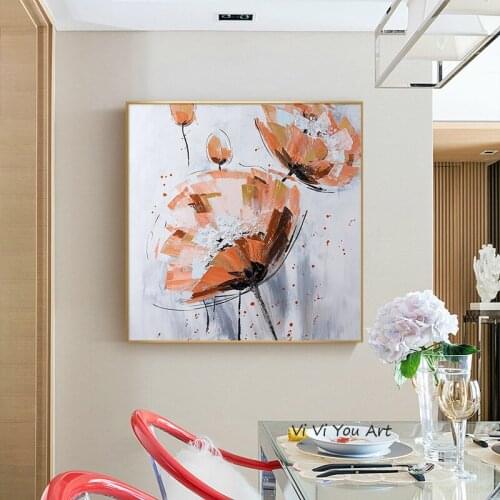 Top Artist Hand-painted modern oil painting wall paintings Abstract Purple Flowers Oil Painting on Canvas Handmade Oil painting