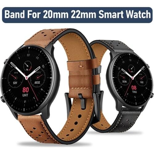 20/22mm Genuine Leather Watchband for Huami Amazfit GTR 2 2e Watch Band for Amazfit Watch Wrist Strap Bracelet Belt Accessories