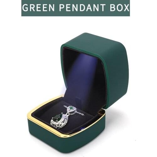 Luxury Female Green Led Pendent Jewelry Packaging Gift Box For Earring Wedding Ring Showcase Jewellery Holder 3 Colors Available
