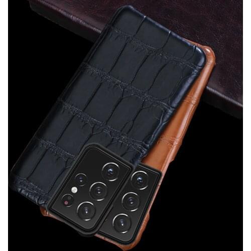 LANGSIDI Luxury Crocodile Phone Case For Samsung S21 Ultra S20ultra S10 plus Genuine leather cover For Galaxy s21 Ultra note 20