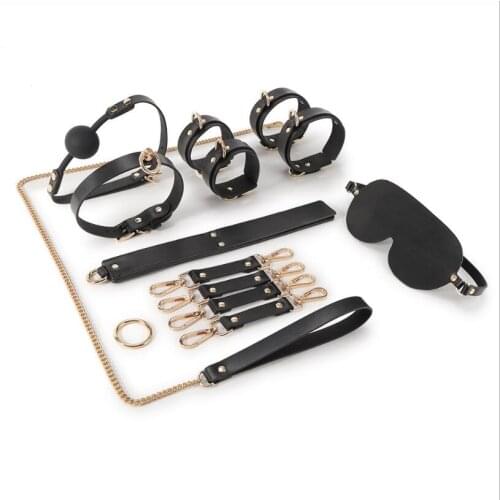 Sex Toys For Adult Game Leather Erotic BDSM Sex Kits Bondage Handcuffs Sex Game Whip Gag Nipple Clamps SM Bdsm Toys S0833