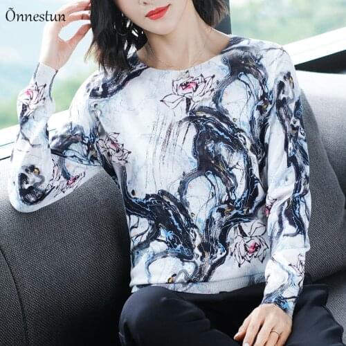 Print Sweater Women Casual Autumn Spring Fashion New Long Sleeve Pullover Knitted Pull Femme Chinese Style Womens Sweaters